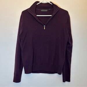 Saks Fifth Avenue Plum Wool Blend Quarter-Zip Knit Sweater Size Large